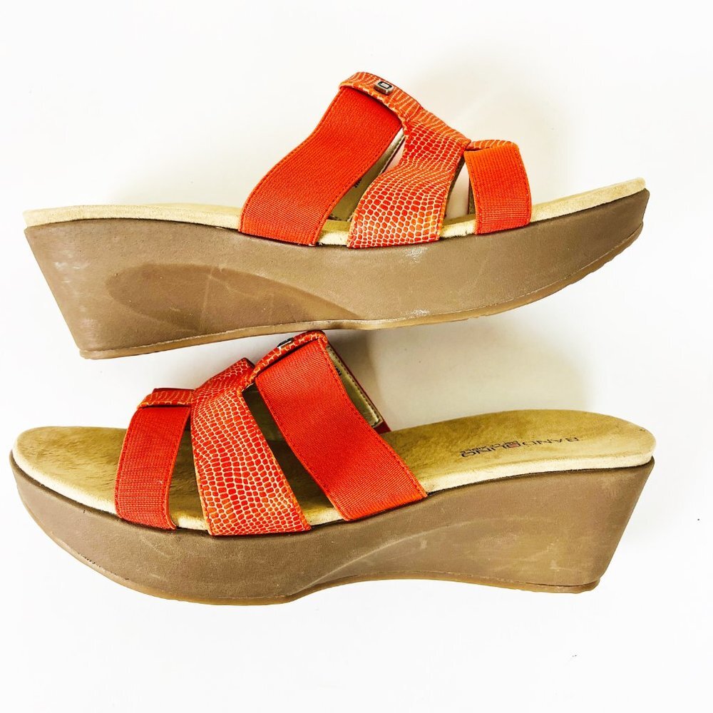 2/$30 NWOT Bandolino Orange Wedge Sandals 10M - Picture 4 of 6